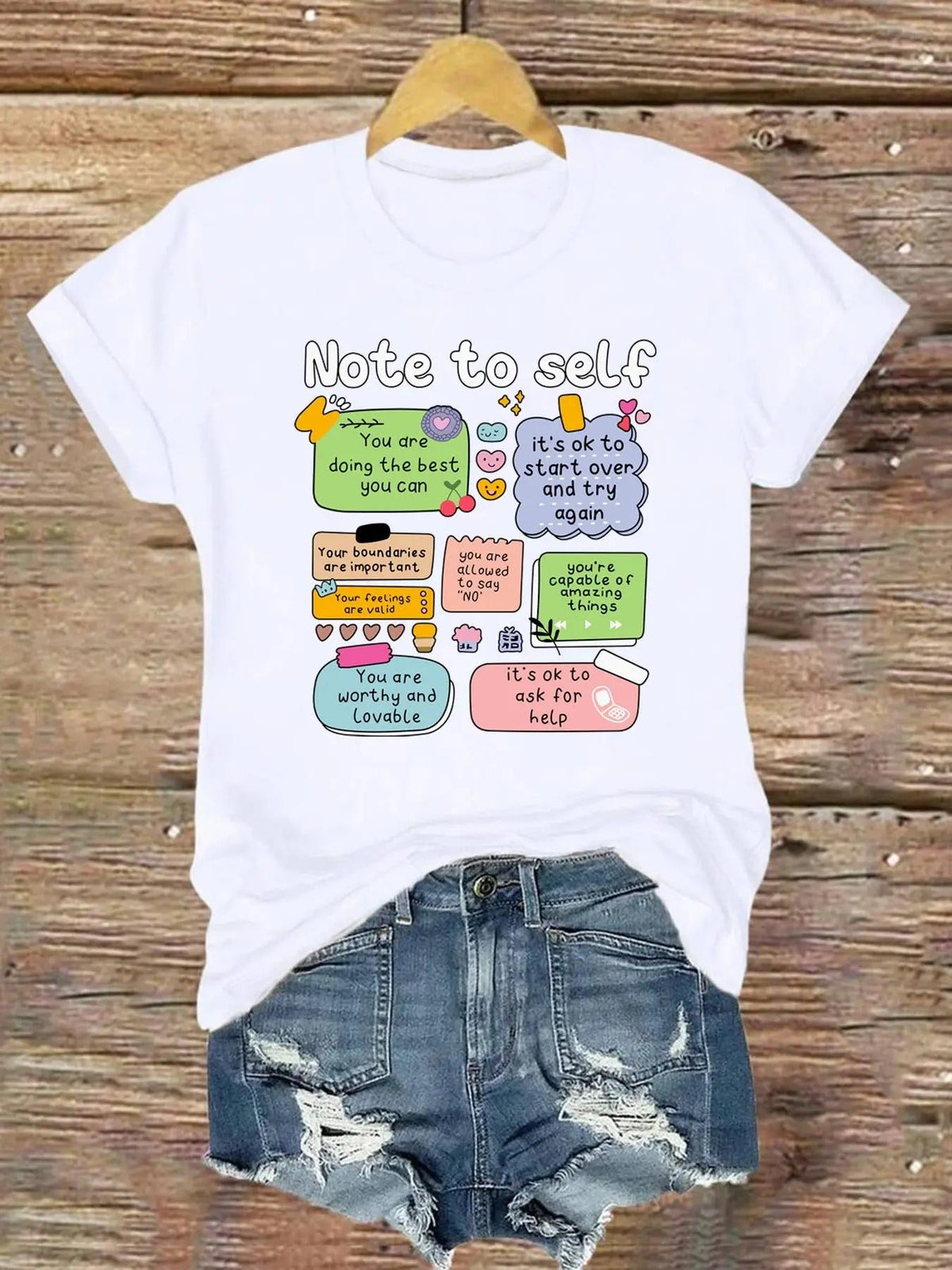 Letter & Heart Print Round Neck Casual Short Sleeve Daily Outdoor Summer Clothes T-Shirts