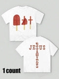 Letter & Ice Cream Print Round Neck Casual Short Sleeve Daily All Seasons T-Shirts