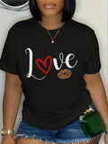 Letter & Lip Print Round Neck Casual Short Sleeve Crew Neck Daily Clothes All Seasons T-Shirts