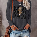Letter Print Drop Shoulder Casual Long Sleeve Round Neck Fall & Winter Clothes Daily T-Shirts