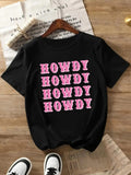 Letter Print Round Neck Crop Casual Crew Neck Short Sleeve Daily Vacation Outdoor Clothes Summer T-Shirts