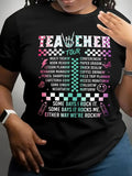 Letter Print Round Neck Casual Short Sleeve Daily Summer T-Shirts