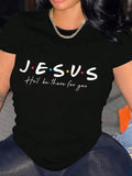 Letter Print Round Neck Casual Crew Neck Short Sleeve Daily Outdoor Clothes Summer T-Shirts
