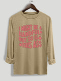 Letter Print Round Neck Casual Long Sleeve Crew Neck Daily All Seasons T-Shirts