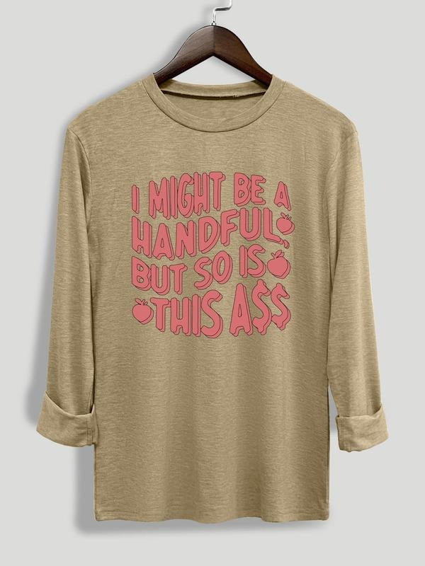Letter Print Round Neck Casual Long Sleeve Crew Neck Daily All Seasons T-Shirts