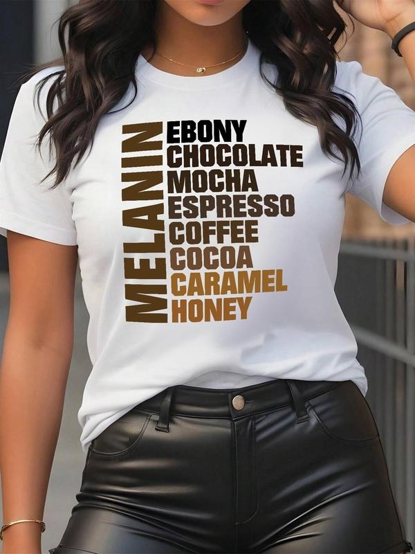 Letter Print Round Neck Casual Short Sleeve Crew Neck Daily Clothes All Seasonsstyle{N002}3 T-Shirts