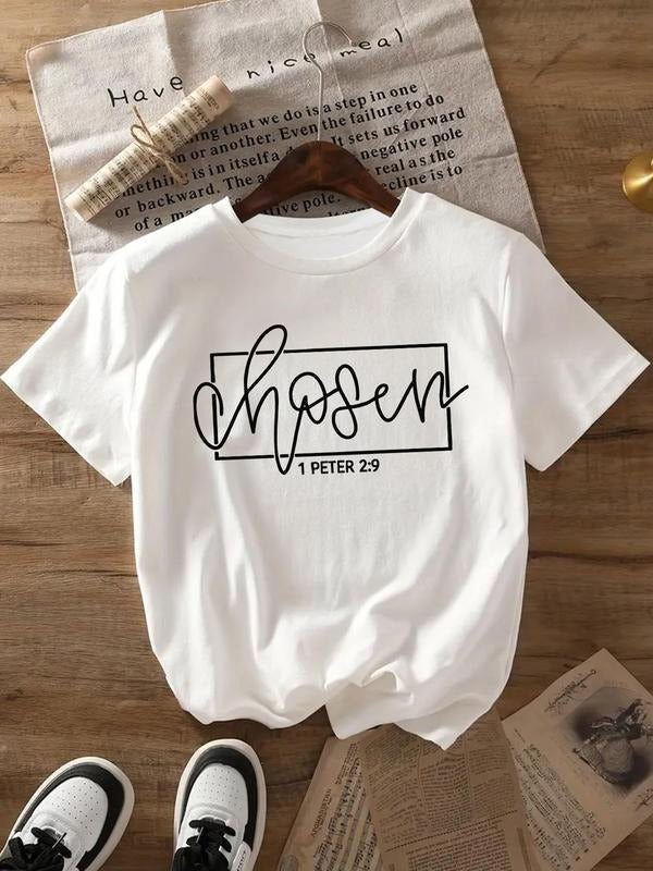 Letter Print Round Neck Casual Short Sleeve Crew Neck Daily Clothes All Seasonsstyle{N002}6 T-Shirts