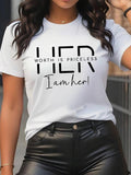 Letter Print Round Neck Casual Short Sleeve Crew Neck Summer Top Daily Summer Clothes Womenswear T-Shirts