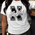 Letter Print Round Neck Casual Short Sleeve Crew Neck Summer Top Daily Wearstyle{N002}10 T-Shirts