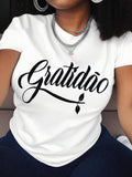 Letter Print Round Neck Casual Short Sleeve Crew Neck Summer Top Daily Wearstyle{N002}8 T-Shirts