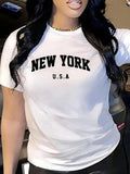 Letter Print Round Neck Casual Short Sleeve Crew Neck Daily Clothes All Seasons 03 T-Shirts