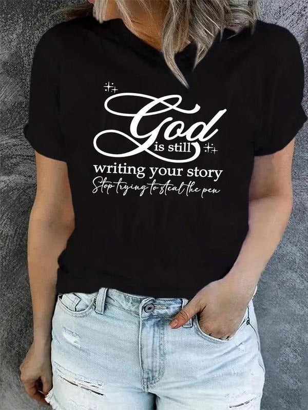 Letter Print Round Neck Casual Short Sleeve Crew Neck Daily Clothes All Seasonsstyle{N002}16 T-Shirts