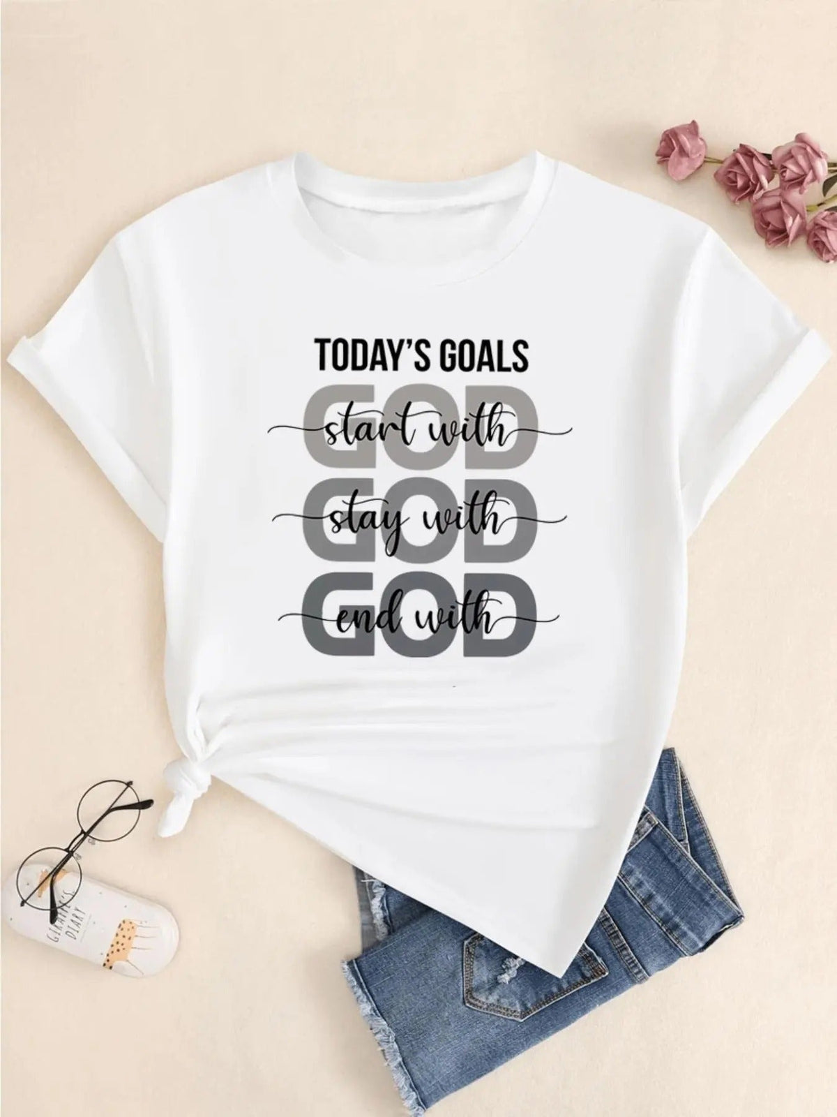 Letter Print Round Neck Casual Short Sleeve Crew Neck Daily Clothes All Seasonsstyle{N002}17 T-Shirts