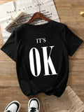 Letter Print Round Neck Casual Short Sleeve Crew Neck Daily Clothes All Seasonsstyle{N002}4 T-Shirts