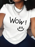 Letter Print Round Neck Casual Short Sleeve Summer Clothes Daily Outdoor T-Shirts