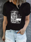 Letter Print Round Neck Casual Short Sleeve Crew Neck Daily Summer T-Shirts