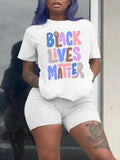 Letter Print Round Neck Casual Short Sleeve Crew Neck Daily Tops All Seasons T-Shirts
