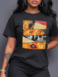 Pop Art Print Round Neck Casual Short Sleeve Daily Summer Clothes T-Shirts