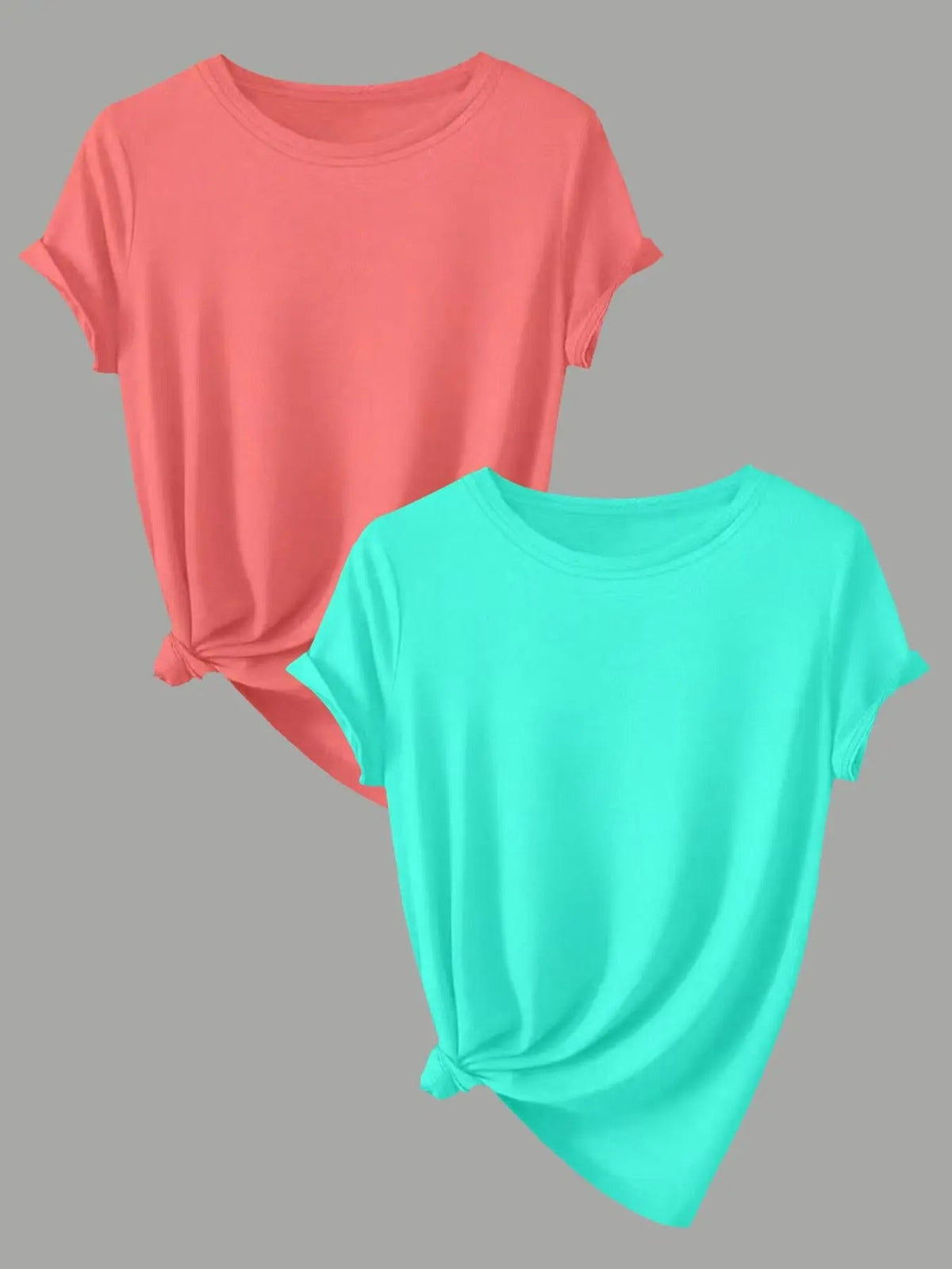 Solid Color Round Neck Casual Short Sleeve Crew Neck Summer Clothes Daily T-Shirts