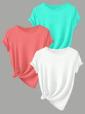 Solid Round Neck Casual Short Sleeve Crew Neck Daily Clothes Summerstyle{N002}3 T-Shirts