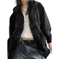 Spring Autumn Drawstring Long Sleeve Letter Print Zipper Pockets Womenswear Check T-Shirts