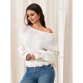 Spring Autumn Knit Long Sleeve Drawstring Loose Knitwear Womenswear Check T-Shirts