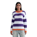 Stripe Print Fall Long Sleeve Round Neck Loose Knitwear Sweet Womenswear T-Shirts