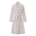 Thick Flannel Bathrobe Heart Print Long Sleeve Fuzzy Plush Shawl Collar Bath Robe Belt T-Shirts