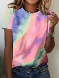 Tie Dye Print Round Neck Casual Crew Neck Daily Vacation Outdoor Clothes Summer T-Shirts