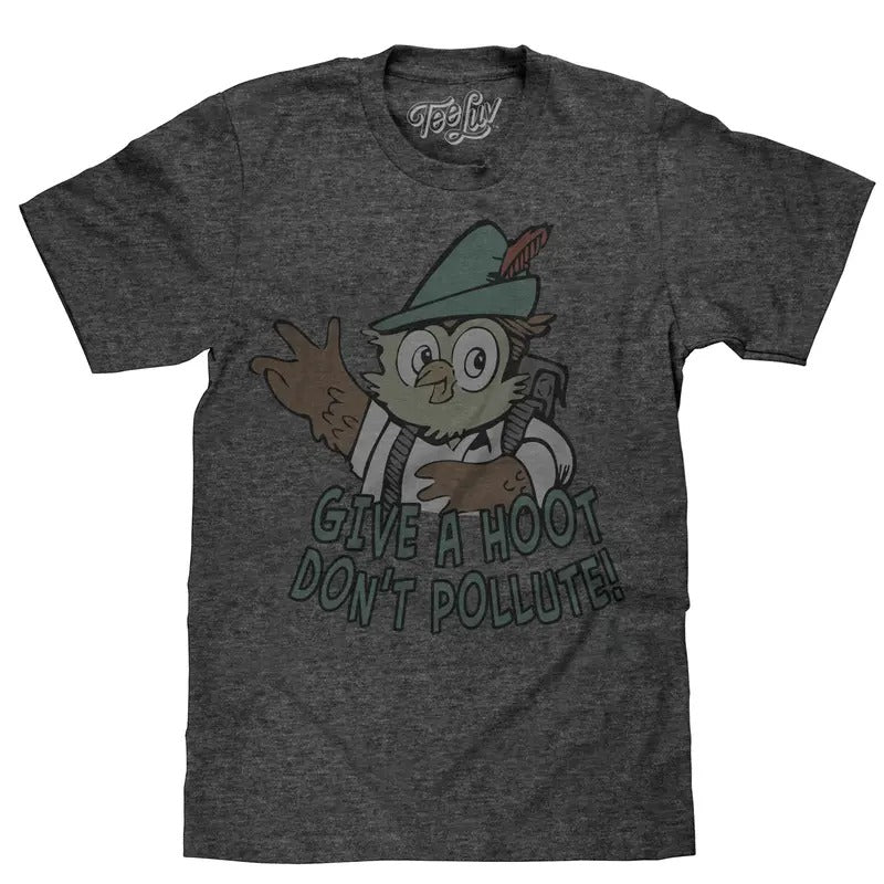 Woodsy Owl Give Hoot Don'T Pollute T Shirt Gray T-Shirts