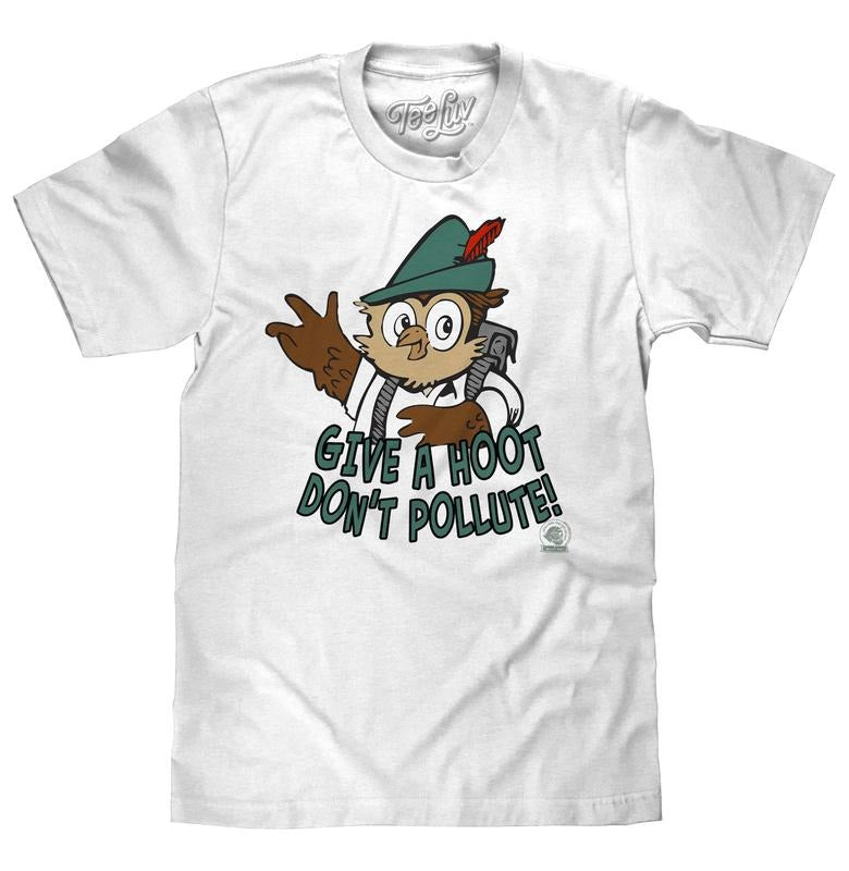Woodsy Owl Give Hoot Don'T Pollute Recycled White T-Shirts