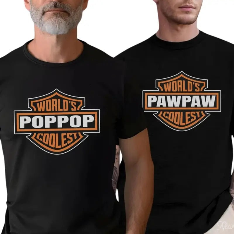 World'S Coolest Grandpa Shirt Grandpa Nickname Motorcycle Dad Shirt Grandkids T-Shirts