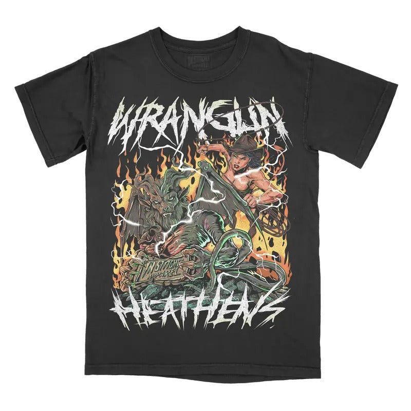 Wranglin' Heathens Comfort Colors Shirt Demon Cowboy Wrangling Top T-Shirts