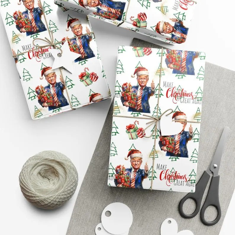 Wrapping Paper Republican Political Trump Make Great Again Funny Wrap Papers Wrap Political Party Supplies T-Shirts