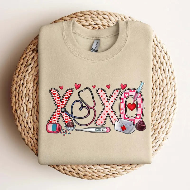 XOXO Nurse Shirt Nurse Nurse Casual Classic Collar Cotton Fabric Knit T-Shirts
