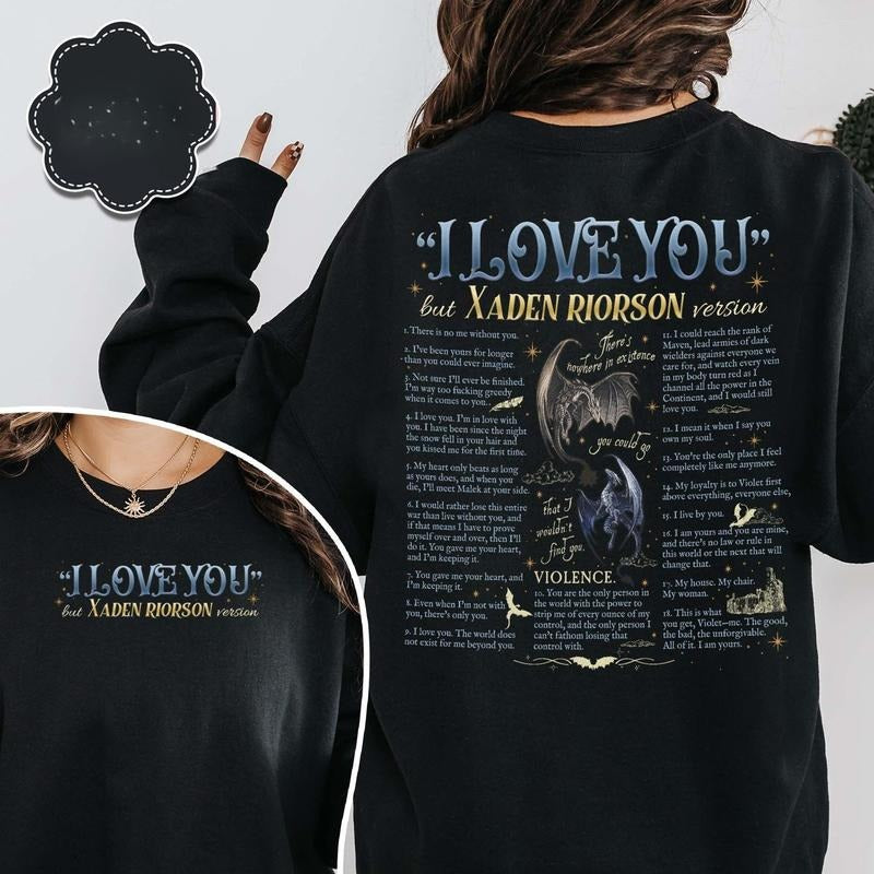 Xaden Riorson Quote I Love You Book Quotes Fourth Wing Book Quotes Xaddy Shirt Romantasy Book QKWMT T-Shirts