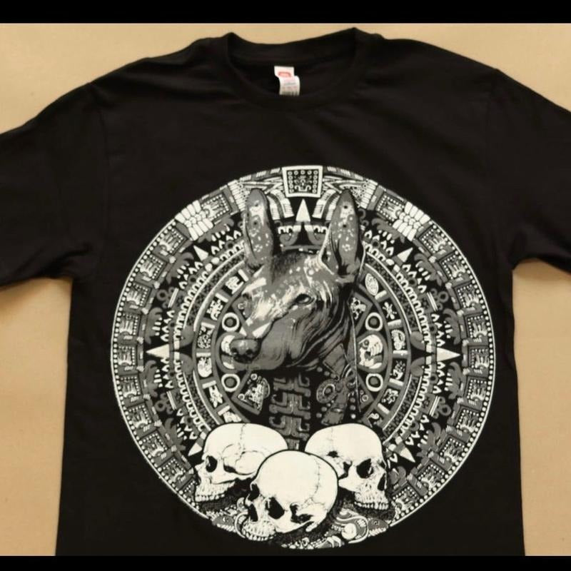 Xolo Whit Mexican Calendar Cotton Black T-Shirts