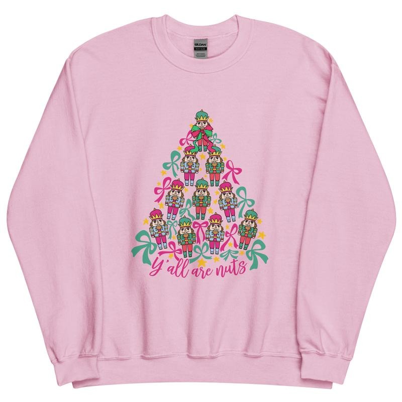 Y'All Are Nuts Tree Nutcracker Relaxed Fit Printed USA Womenswear Casual Comfort Cotton Top Athletic Boho Chic T-Shirts