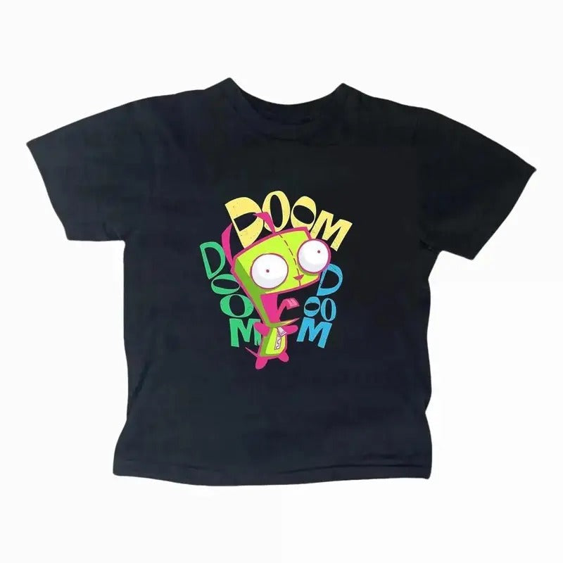 Y2K Gothic Emo Girl Top Vintage Zim Doom Baby Scene 2000s Soft Cotton Shirt Summer Comfort T-Shirts