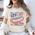"You L1ke 4th July Funny 4th July Hot Dog Lover Shirt Makes Me Want Hot Dog Real Bad Shirt Independence Day Shirt" T-Shirts