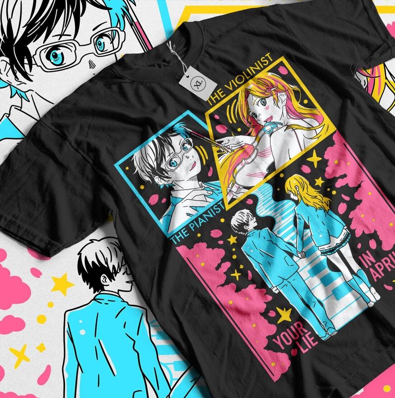 Your Lie April S 4XL Kaori Kousei Anime Kaori Miyazono Music Shirt S 4XL T-Shirts