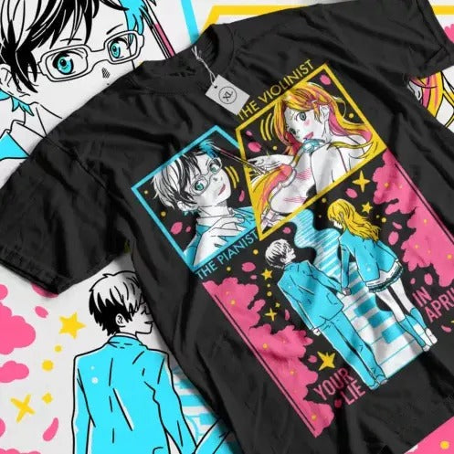 Your Lie April Kaori Kousei Anime Kaori Miyazono Music Shirt All Size T-Shirts
