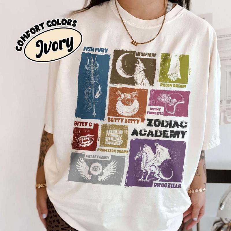 Zodiac Academy Characters Nickname Shirt Celestial Heirs Band Shirt Alumni Book Lover Fantasy Books T-Shirts