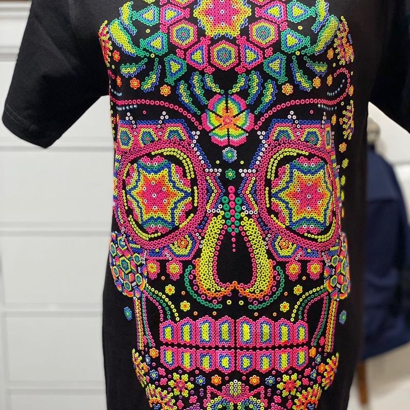 Calavera Estrella Casual Black T-Shirts