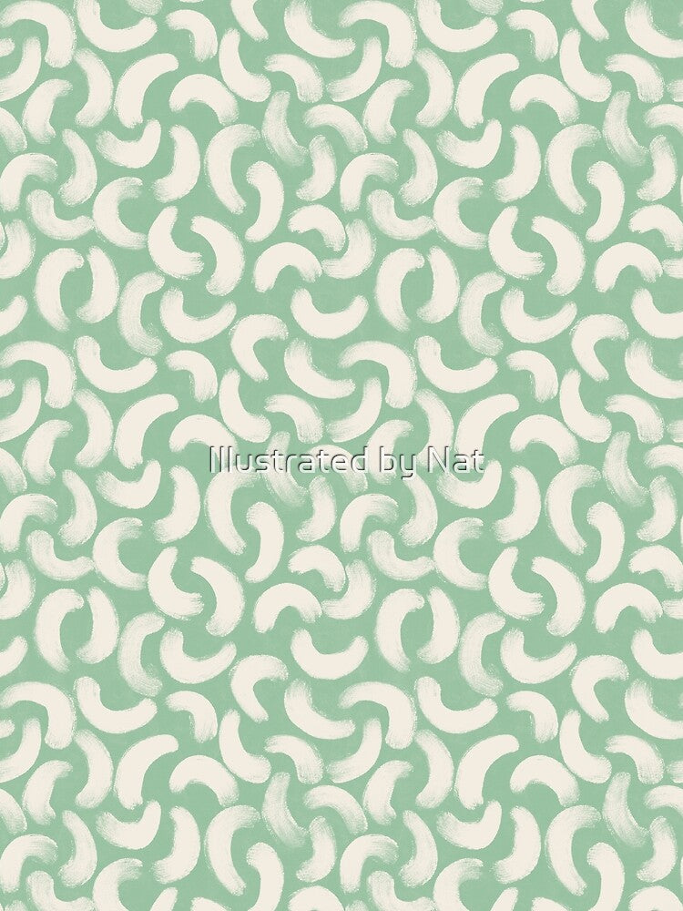 Boho gouache brush strokes in pastel mint green by Illustrated by Nat