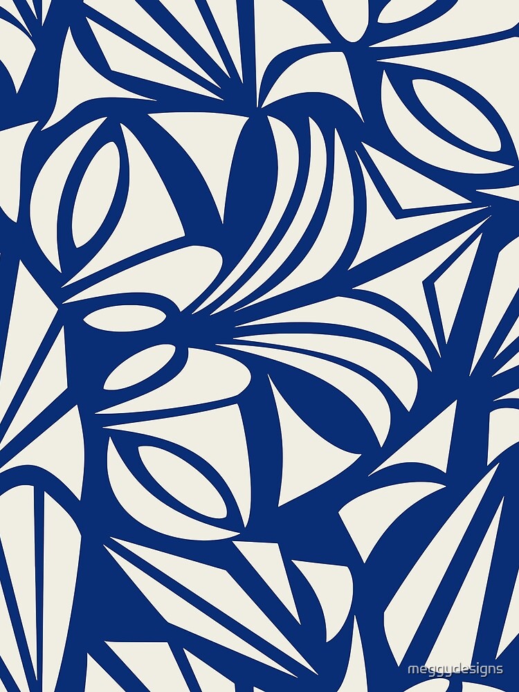 Boho, Geometric, Hawaii Art, Palms Print, Blue and Cream by meggydesigns