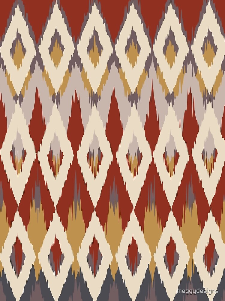 Boho Ikat Pattern, Red, Gray, Mustard Yellow by meggydesigns