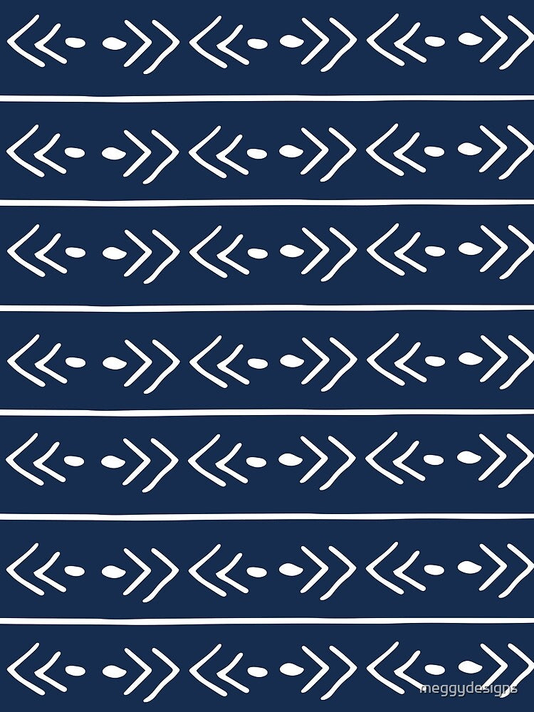 Mudcloth, African, Navy Blue, Boho Wall Art by meggydesigns