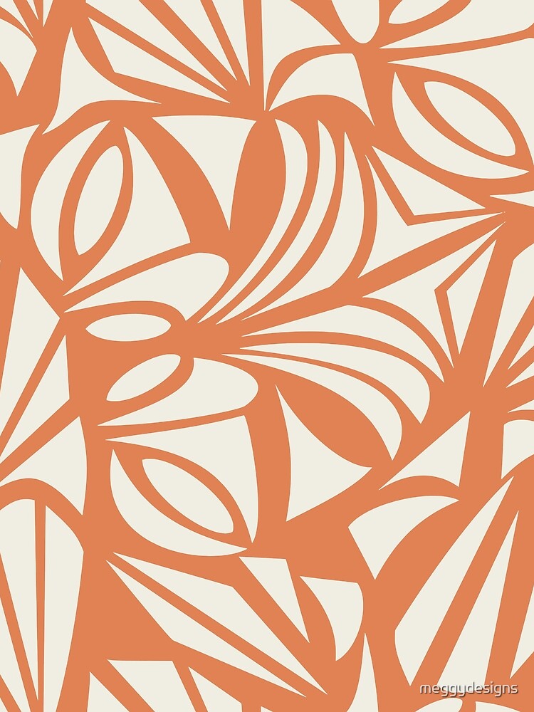 Boho, Geometric, Hawaii Art, Palms Print, Orange and Cream by meggydesigns