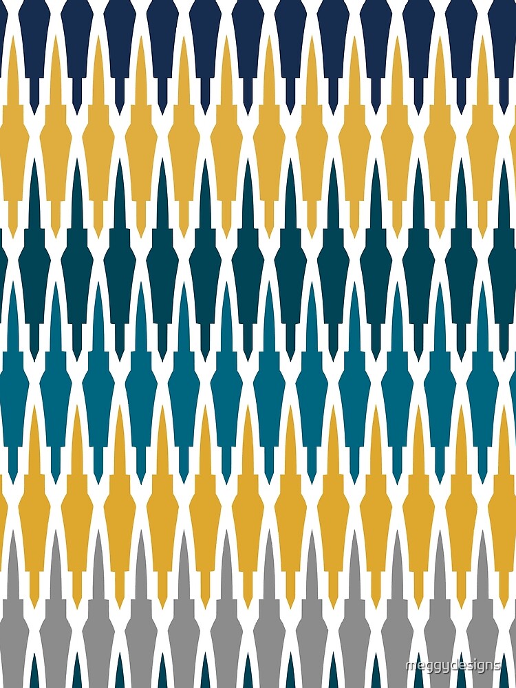 Boho Decor, Mud Cloth Pattern, Yellow, Teal, Indigo, Navy Blue by meggydesigns